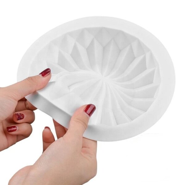 Moule à Gâteau Rond en Silicone avec Motif Dentelle de Diamant