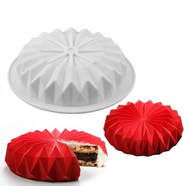 Moule à Gâteau Rond en Silicone avec Motif Dentelle de Diamant
