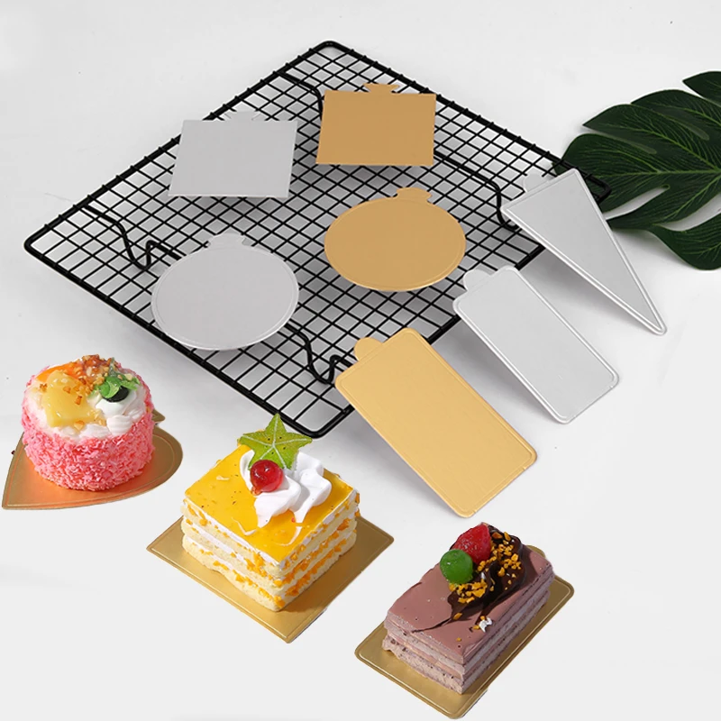 Meibum-Carton à Gâteau en Mousse Dorée et Argentée, Polymère, Pâtisserie, Présentoirs à Dessert, Base, Outils Décoratifs, 100 Pièces/Ensemble