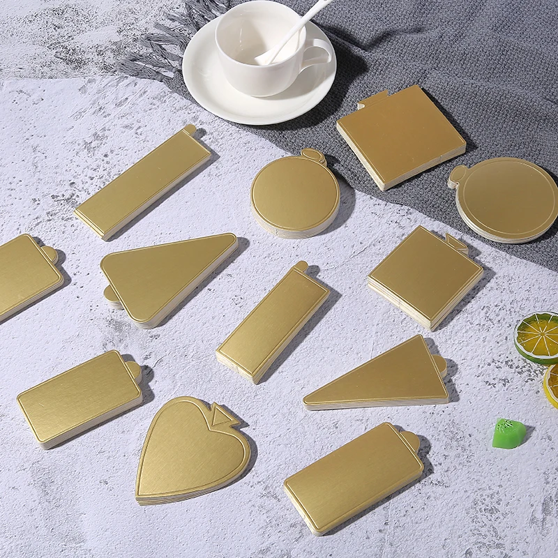 Meibum-Carton à Gâteau en Mousse Dorée et Argentée, Polymère, Pâtisserie, Présentoirs à Dessert, Base, Outils Décoratifs, 100 Pièces/Ensemble