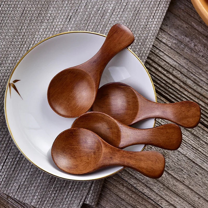 Cuillère de cuisine en bois, petite cuillère à épices, Mini cuillère à thé en bois pour pot à sucre en poudre, accessoires de cuisine 5 pièces