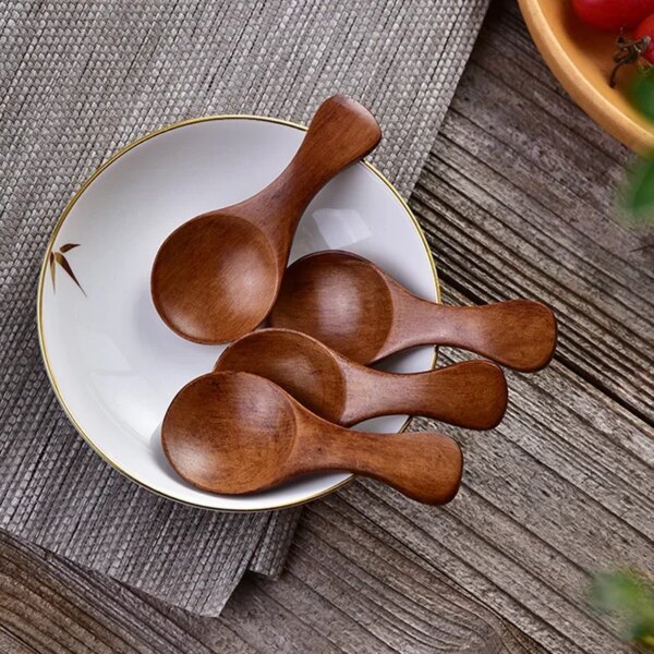 Cuillères de Cuisine en Bois – Mini Cuillères à Épices & Thé (5 Pièces)