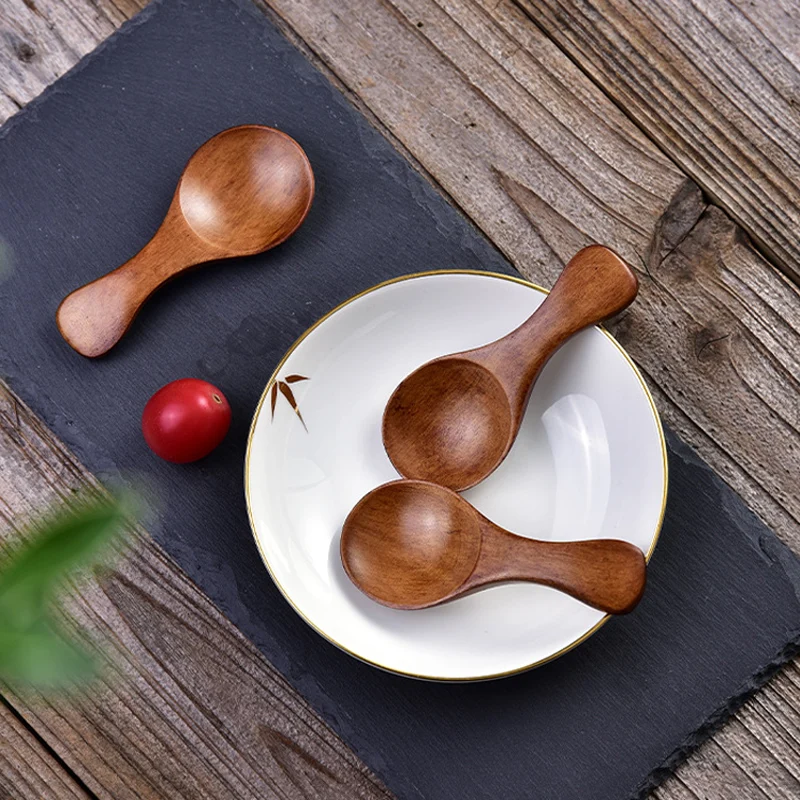 Cuillère de cuisine en bois, petite cuillère à épices, Mini cuillère à thé en bois pour pot à sucre en poudre, accessoires de cuisine 5 pièces