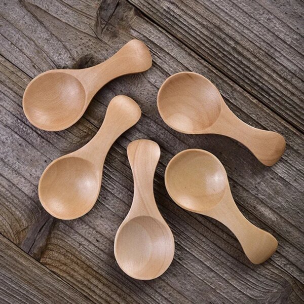 Cuillères de Cuisine en Bois – Mini Cuillères à Épices & Thé (5 Pièces)
