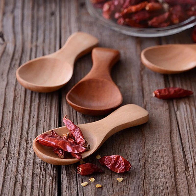 Cuillère de cuisine en bois, petite cuillère à épices, Mini cuillère à thé en bois pour pot à sucre en poudre, accessoires de cuisine 5 pièces