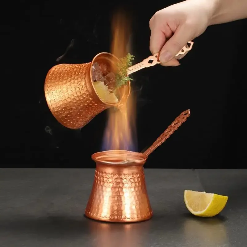 Cafetière goutte à goutte en cuivre martelé à la main, cafetière turque, tasse thermos à lait Cezve Ibrik, pot à moka, poignée en laiton, accessoires à café