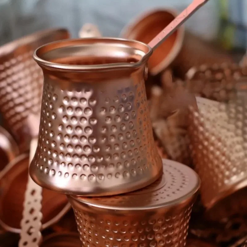Cafetière goutte à goutte en cuivre martelé à la main, cafetière turque, tasse thermos à lait Cezve Ibrik, pot à moka, poignée en laiton, accessoires à café