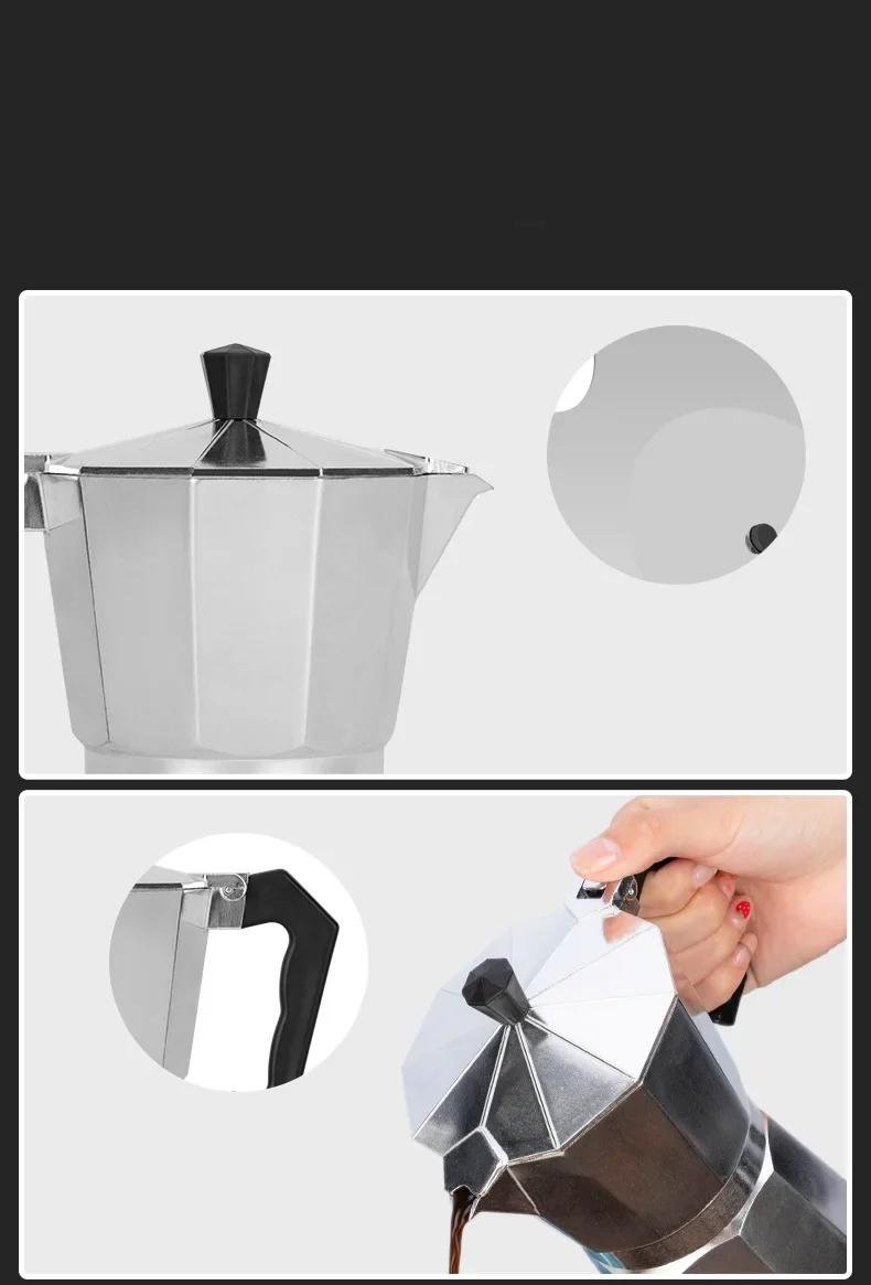 Moka cafetière expresso Latte percolateur cuisinière cafetière expresso cafetière italienne 50/300/450ml aluminium